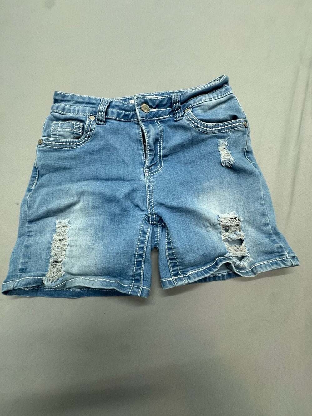 Bamboo Denim Shorts Size 7 Light Wash Distressed Ripped